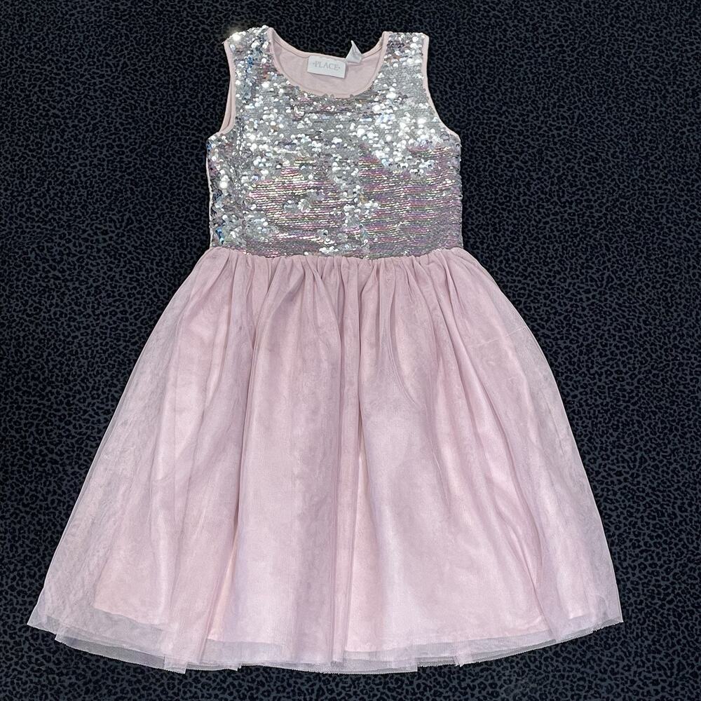 Girls Sequins Dress Size 7/8 Glitter Tulle Sparkly Party Pink Sleeveless